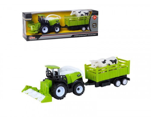 Комбайн AUTODRIVE инерционный, с прицепом и коровой, в/к 26*6,5*8,8 см