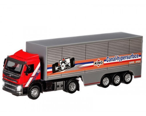 Машина АВТОПАНОРАМА Volvo, красный, 1/50, свет, звук, в/к 28*14*10 см