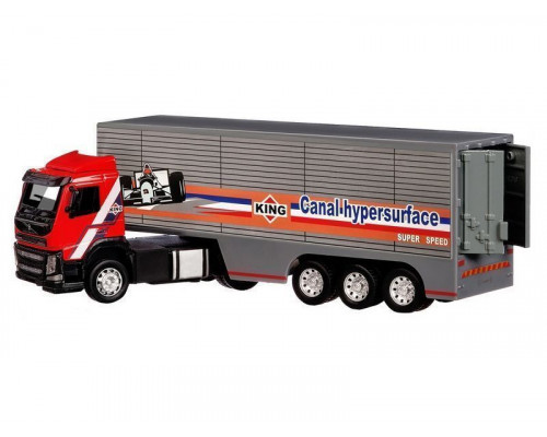 Машина АВТОПАНОРАМА Volvo, красный, 1/50, свет, звук, в/к 28*14*10 см