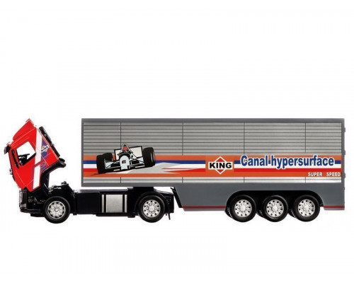 Машина АВТОПАНОРАМА Volvo, красный, 1/50, свет, звук, в/к 28*14*10 см