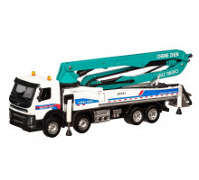 Машина "АВТОПАНОРАМА" Volvo бетононасос, белый, 1/50, свет, звук, в/к 28*14*10 см