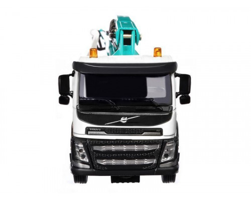Машина АВТОПАНОРАМА Volvo бетононасос, белый, 1/50, свет, звук, в/к 28*14*10 см