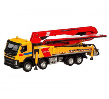 Машина "АВТОПАНОРАМА" Volvo бетононасос, желтый, 1/50, свет, звук, в/к 28*14*10 см