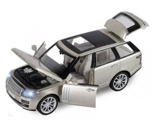 Машина АВТОПАНОРАМА 2013 Range Rover, золотой, 1/34, свет, звук, инерция, в/к 17,5*13,5*9 см