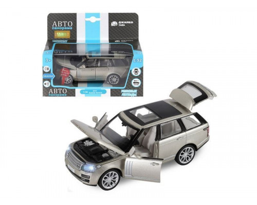 Машина АВТОПАНОРАМА 2013 Range Rover, золотой, 1/34, свет, звук, инерция, в/к 17,5*13,5*9 см