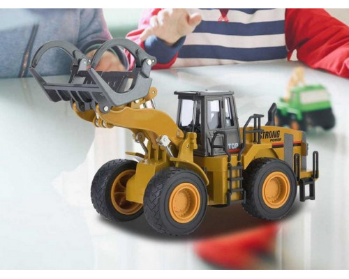 Металлический фронтальный погрузчик бревен HUI NA TOYS 1/40