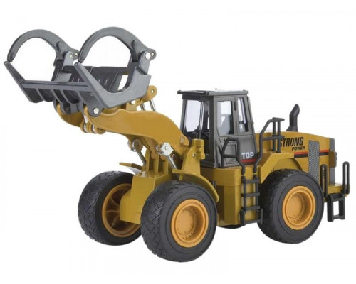 Металлический фронтальный погрузчик бревен HUI NA TOYS 1/40