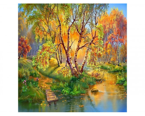 Картина мозаикой 30х30 ЗОЛОТАЯ ОСЕНЬ (квадрат) (30 цветов)