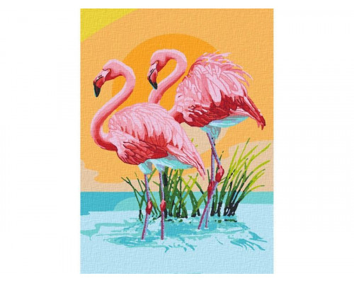 Картина по номерам 20х30 РОЗОВЫЙ ФЛАМИНГО (22 цвета)