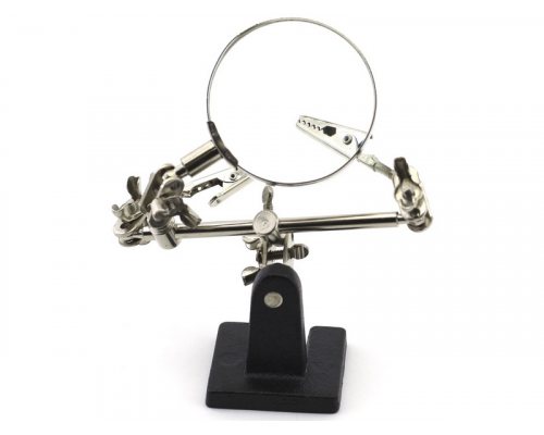 Подставка-держатель с увеличительным стеклом, 2 зажима, УЦЕНКА