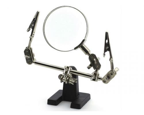 Подставка-держатель с увеличительным стеклом, 2 зажима, УЦЕНКА
