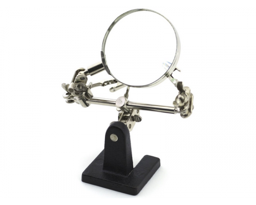Подставка-держатель с увеличительным стеклом, 2 зажима, УЦЕНКА