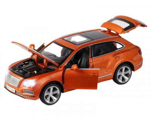 Машина АВТОПАНОРАМА Bentley Bentayga, оранжевый, 1/34, свет, звук, инерция, в/к 17,5*13,5*9 см