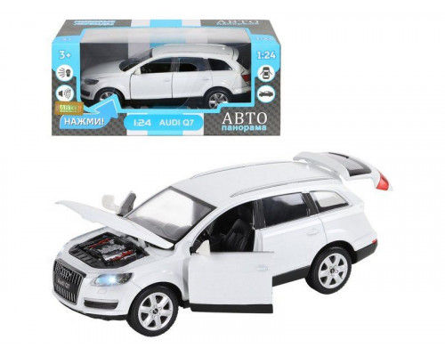 Машина АВТОПАНОРАМА Audi Q7, белый, 1/24, свет, звук, в/к 24,5*12,5*10,5 см