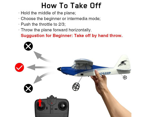 Радиоуправляемый самолет Volantex RC Sport Cub 400мм (красный) 2.4G 2ch LiPo RTF with Gyro