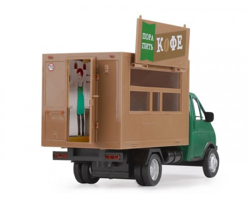 Машина АВТОПАНОРАМА ГАЗель-бизнес Кофе, зеленый, 1/28, свет, звук, в/к 24*14*12