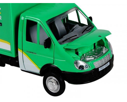 Машина АВТОПАНОРАМА ГАЗель-бизнес Грузовичкоф, 1/28, зеленый, свет, звук, в/к 24*14*12 см