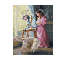 Картина по номерам с цветной схемой 40х50 УТРЕННЕЕ ЧАЕПИТИЕ (34 цвета)