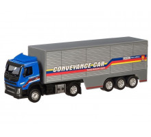 Машина "АВТОПАНОРАМА" Volvo, синий, 1/50, свет, звук, в/к 28*14*10 см