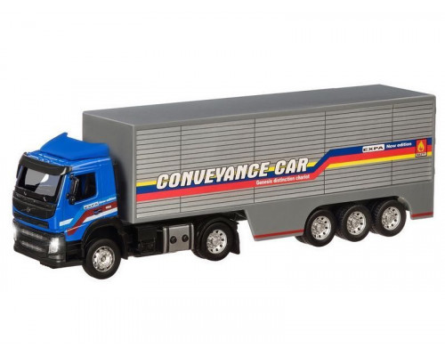 Машина АВТОПАНОРАМА Volvo, синий, 1/50, свет, звук, в/к 28*14*10 см