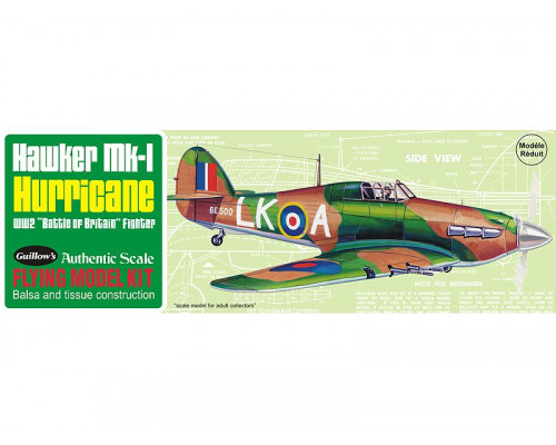 Сборная дер.модель.Самолет Hawker Hurricane. Guillows 1:30