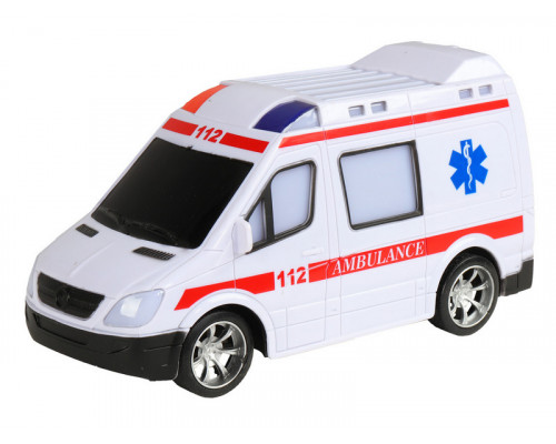 Радиоуправляемая машина AUTODRIVE Скорая помощь, 1/18, белый, 27MHz, свет, в/к, 28*11*19,2см