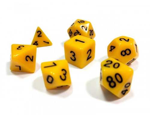 Набор ZVEZDA из 7 желтых игровых кубиков для ролевых игр, 7 шт