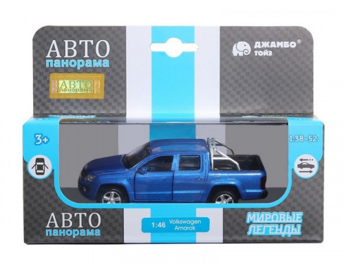 Машина АВТОПАНОРАМА Volkswagen Amarok, синий, 1/46, инерция, откр. двери, в/к 17,5*12,5*6,5 см