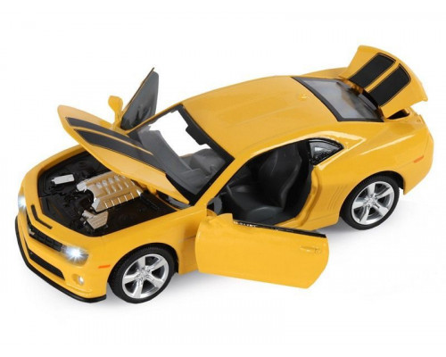 Машина АВТОПАНОРАМА Chevrolet Camaro SS, желтый, 1/32, свет, звук, инерция, в/к 17,5*13,5*9 см