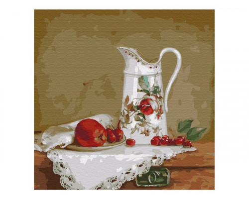 Картина по номерам 30х30 Бузин. Натюрморт с белым кувшином (20 цветов)