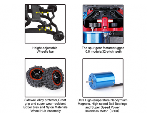 Радиоуправляемый монстр Remo Hobby Dinosaurs Master Brushless UPGRADE (синий) 4WD 2.4G 1/8 RTR