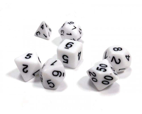 Набор ZVEZDA из 7 белых игровых кубиков для ролевых игр, 7 шт