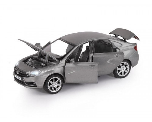 Машина АВТОПАНОРАМА LADA VESTA седан, 1/24,  серый, свет. звук. эффекты, в/к 24,5*12,5*10,5 см