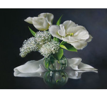 Алмазная мозаика 15х20 Белый букет (16 цветов)