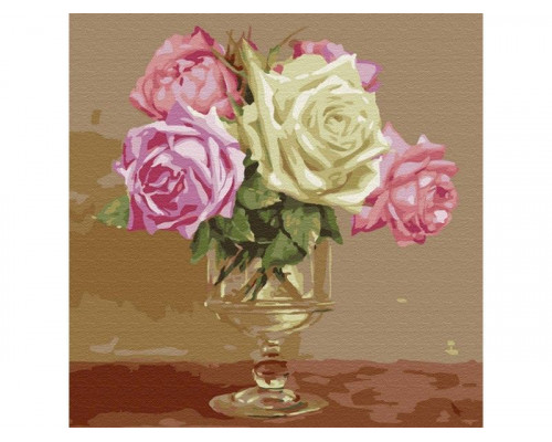 Картина по номерам 30х30 Бузин. В старинной вазочке (21 цвет)