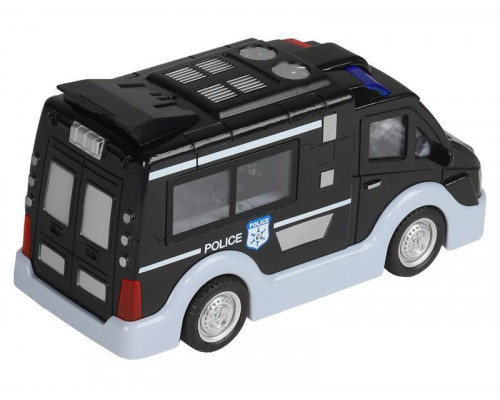 Машина AUTODRIVE Фургон полицейский инерционный на бат, свет, звук, черный, в/п, 28,4*7*23,5 см