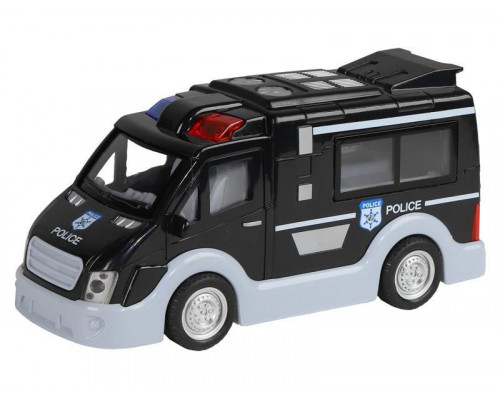 Машина AUTODRIVE Фургон полицейский инерционный на бат, свет, звук, черный, в/п, 28,4*7*23,5 см