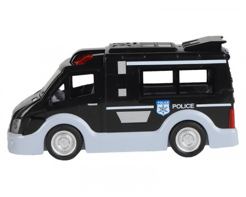 Машина AUTODRIVE Фургон полицейский инерционный на бат, свет, звук, черный, в/п, 28,4*7*23,5 см