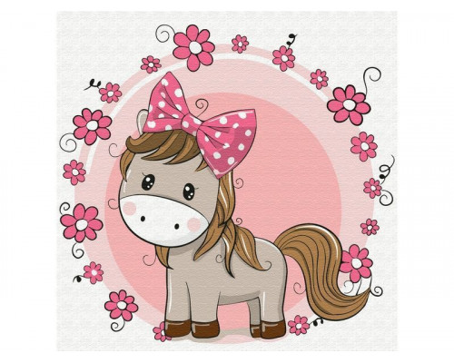 Набор юного художника 20х20 Лошадка с бантиком (12 цветов)
