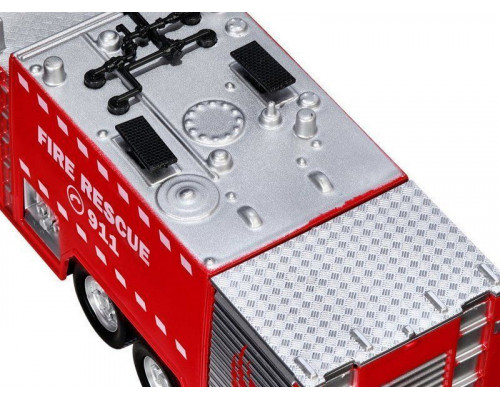 Машина АВТОПАНОРАМА Volvo пожарная машина, красный, 1/50, свет, звук, в/к 28*14*10 см