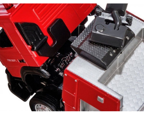 Машина АВТОПАНОРАМА Volvo пожарная машина, красный, 1/50, свет, звук, в/к 28*14*10 см