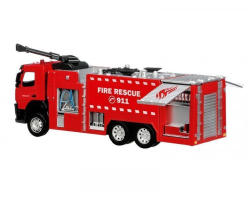 Машина АВТОПАНОРАМА Volvo пожарная машина, красный, 1/50, свет, звук, в/к 28*14*10 см