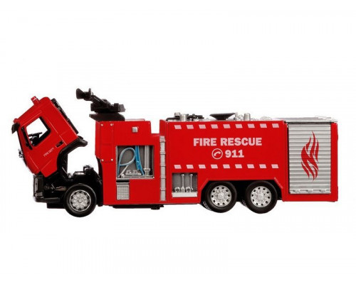 Машина АВТОПАНОРАМА Volvo пожарная машина, красный, 1/50, свет, звук, в/к 28*14*10 см