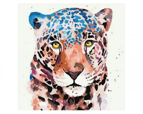 Картина по номерам 30Х30 АКВАРЕЛЬНЫЙ ЯГУАР (23 цвета)