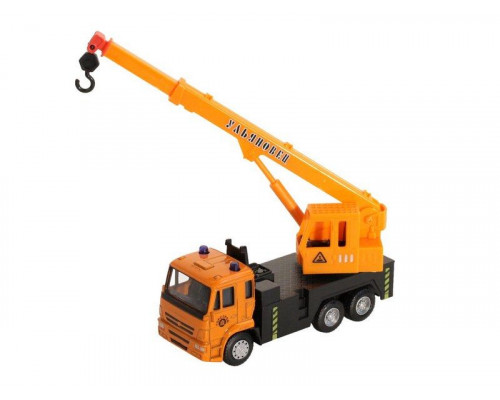Машина АВТОПАНОРАМА Кран, оранжевый, 1/54, инерция, в/к 16,5*6,4*9 см