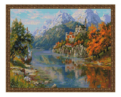Картина мозаикой с нанесенной рамкой 40х50 И.ПРИЩЕПА. ЗАМОК В ГОРАХ (36 цветов)