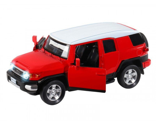 Машина АВТОПАНОРАМА Toyota FJ Cruiser, красный, 1/32, свет, звук, инерция, в/к 17,5*13,5*9 см