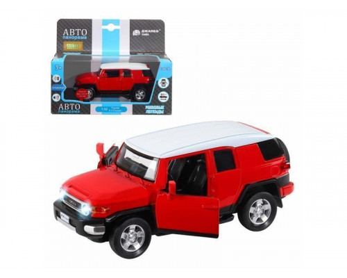 Машина АВТОПАНОРАМА Toyota FJ Cruiser, красный, 1/32, свет, звук, инерция, в/к 17,5*13,5*9 см