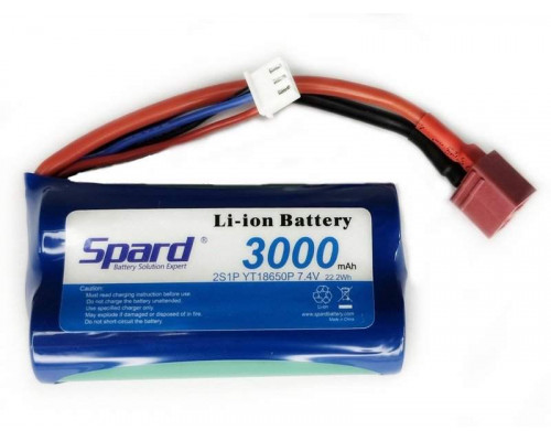 Аккумулятор Li-Ion Spard 3000mAh, 7,4V, 10C, T‐plug для Remo Hobby 1/16, Himoto 1/18