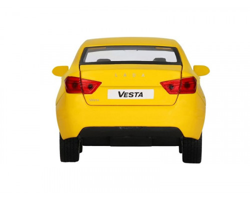 Машина АВТОПАНОРАМА Яндекс.Такси  LADA VESTA, желтый, 1/24, в/к 24,5*12,5*10,5 см